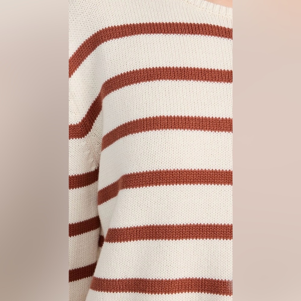 BNWT KULE 100% Cotton The Finn Striped Sweater XL Bronze/Cream Sold Out Online - Picture 4 of 15
